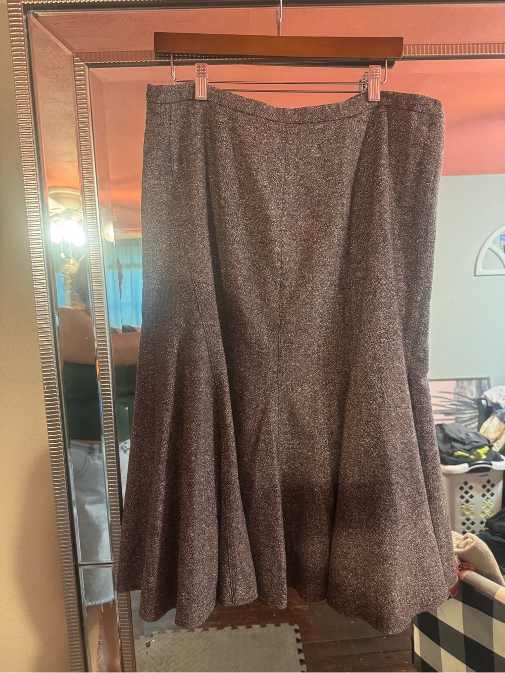 Jones New York Brown A-Line Flared Midi Skirt